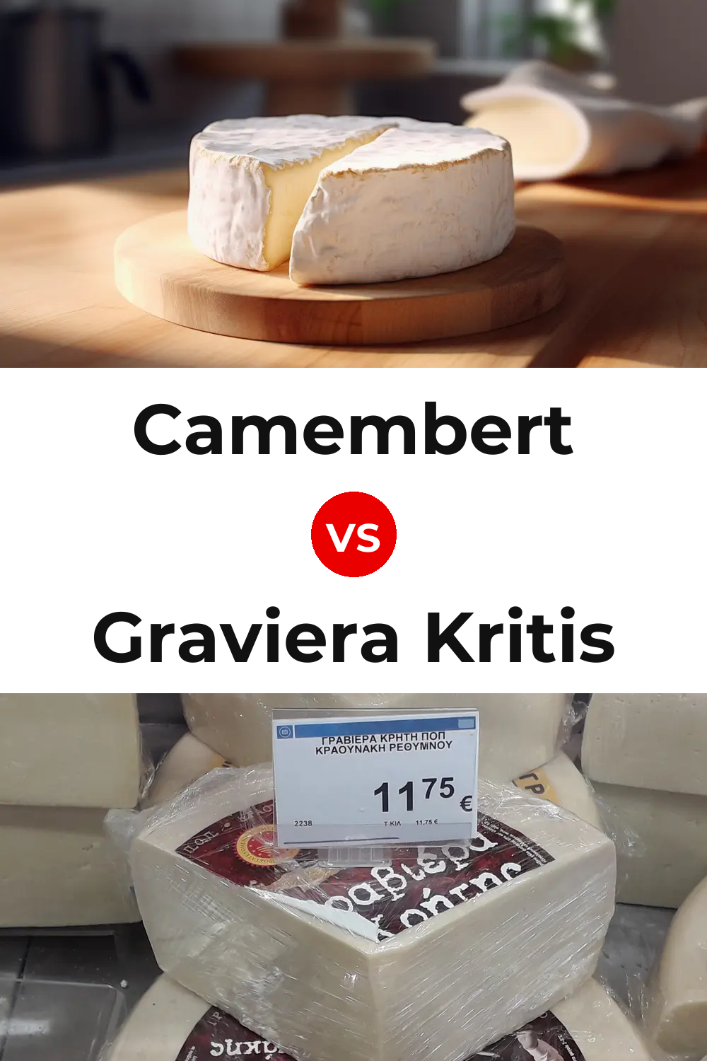 Camembert Cheese vs Graviera Kritis Cheese Pinterest comparison