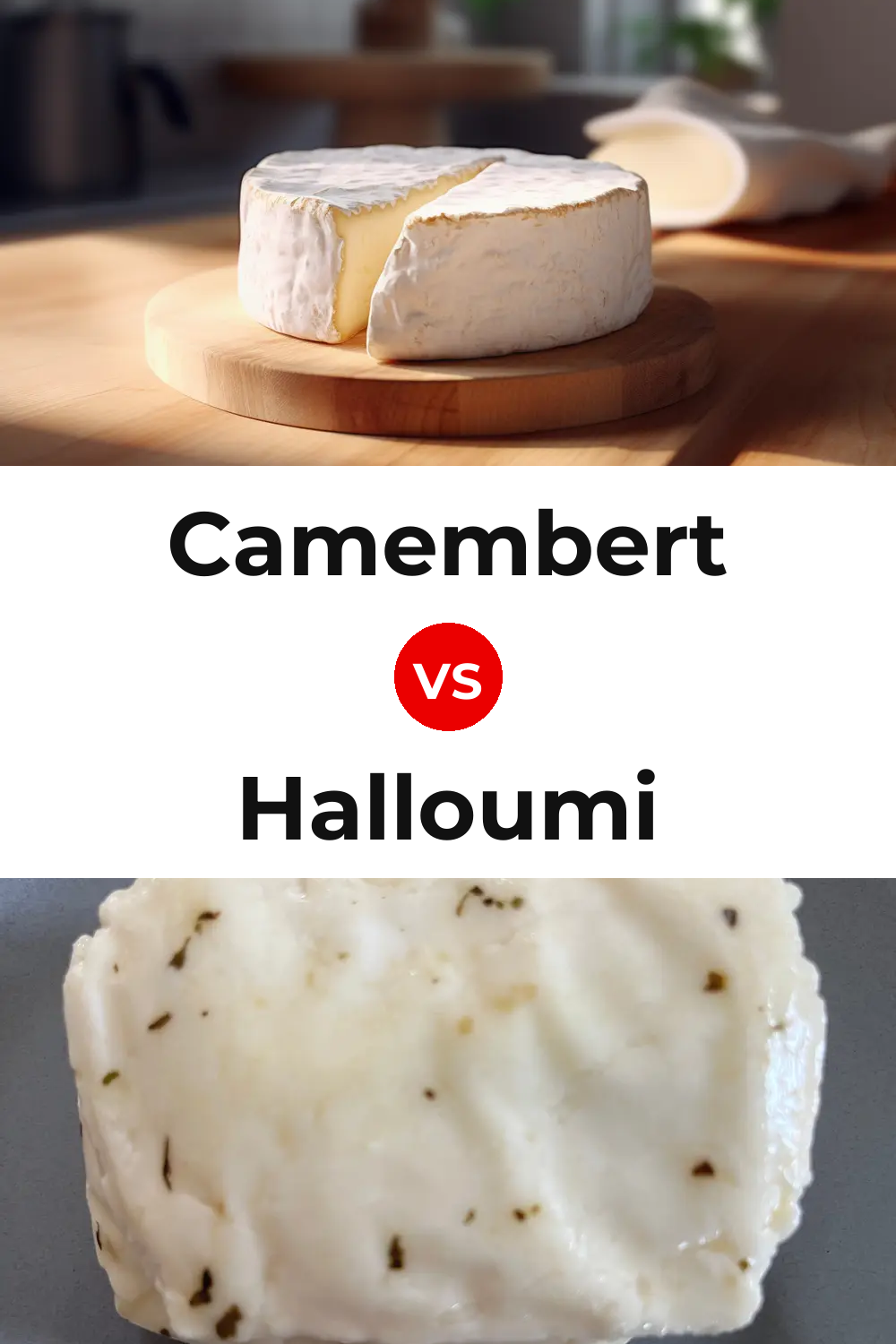 Camembert Cheese vs Halloumi Cheese Pinterest comparison