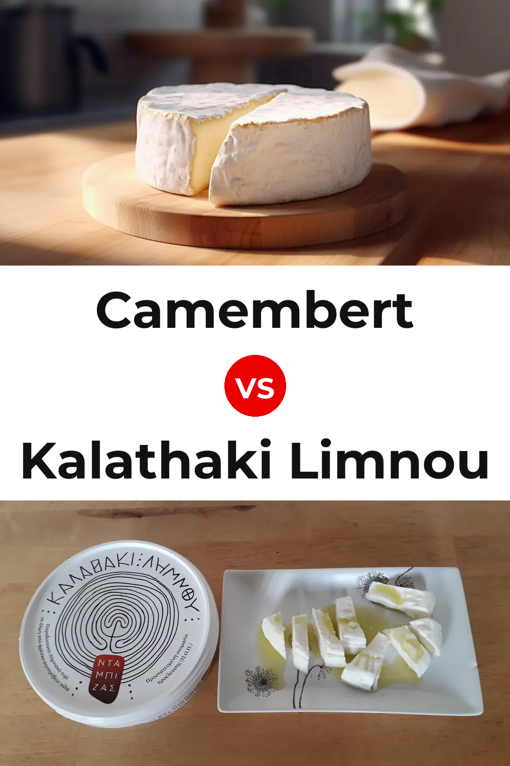 Camembert Cheese vs Kalathaki Limnou Cheese Pinterest comparison