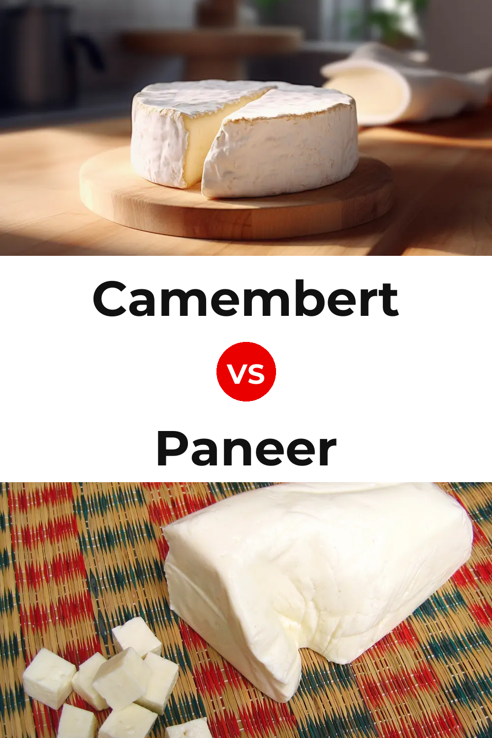 Camembert Cheese vs Paneer Cheese Pinterest comparison