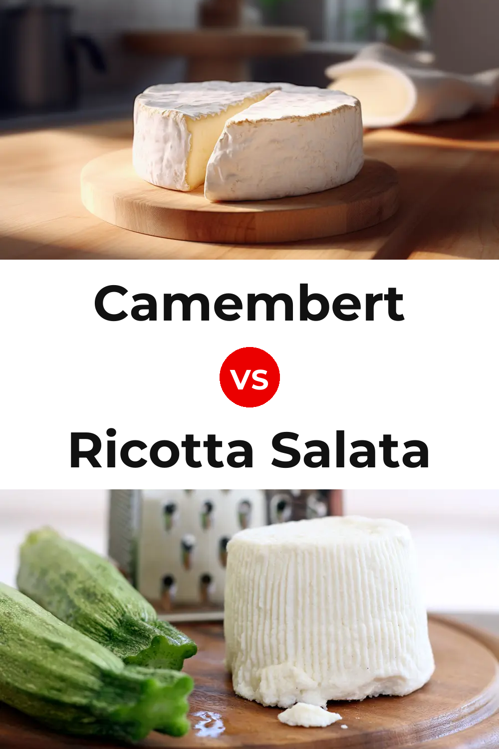 Camembert Cheese vs Ricotta Salata Cheese Pinterest comparison