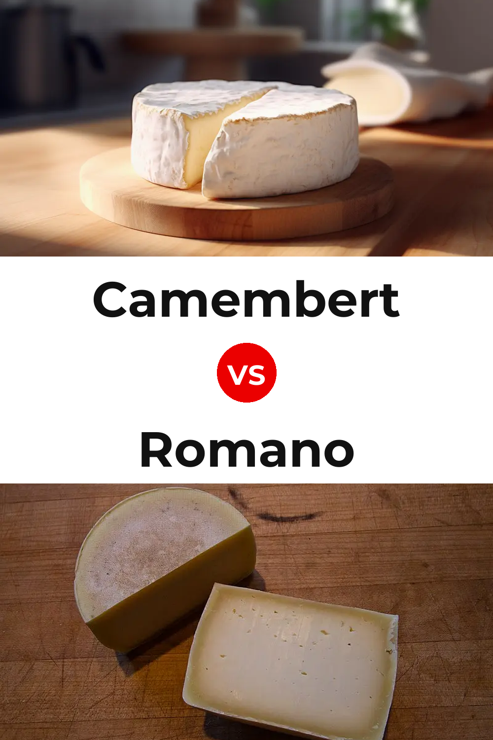 Camembert Cheese vs Romano Cheese Pinterest comparison