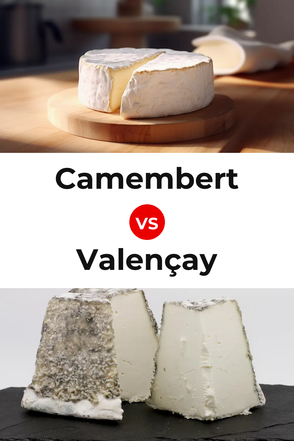 Camembert Cheese vs Valençay Cheese Pinterest comparison