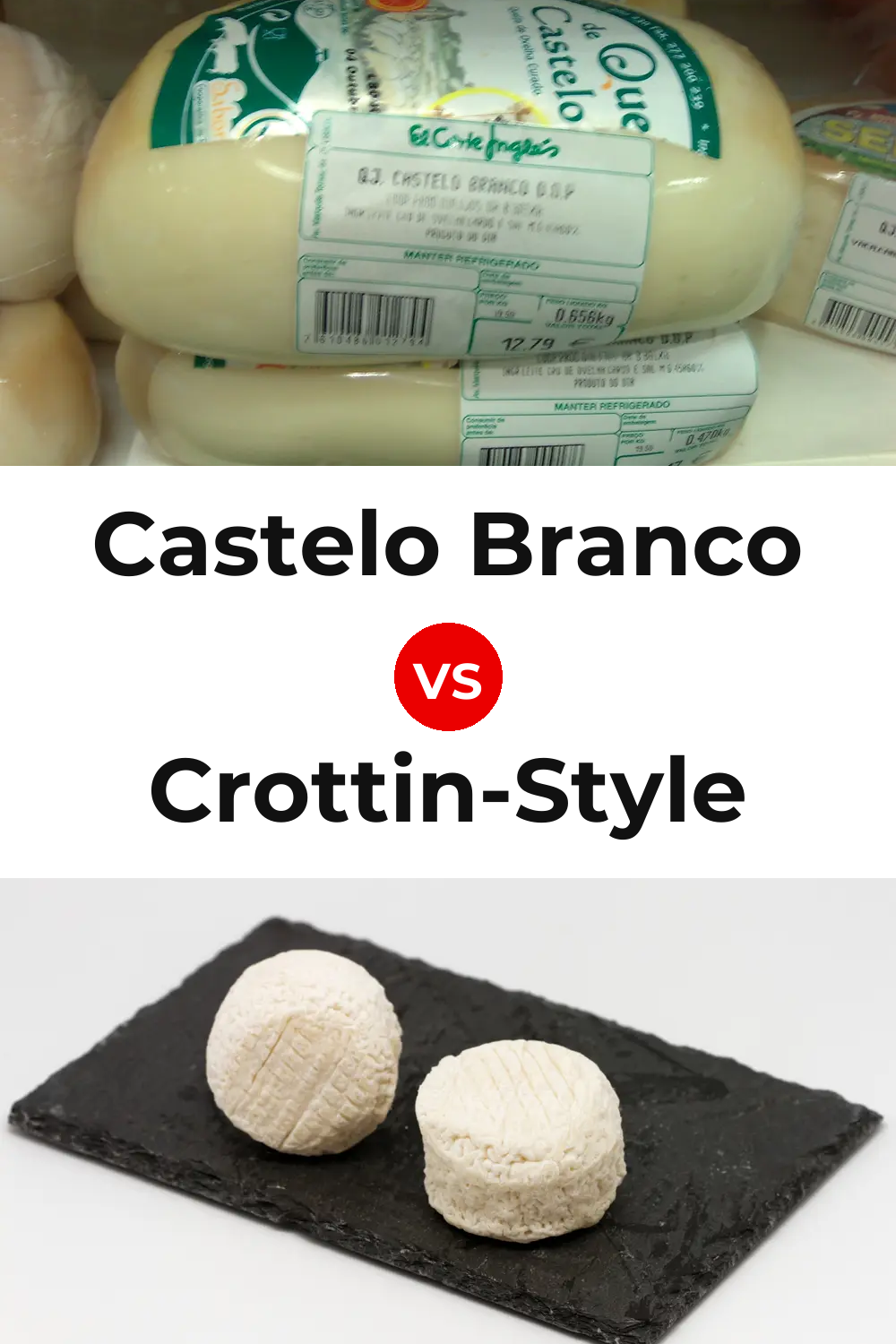 Castelo Branco Cheese vs Crottin-Style Cheese Pinterest comparison