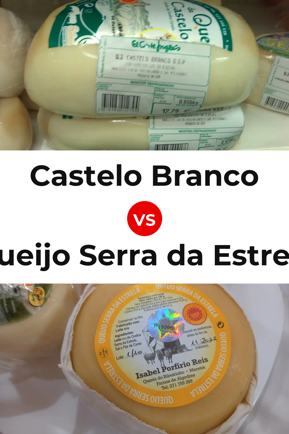 Castelo Branco Cheese vs Queijo Serra da Estrela Pinterest comparison