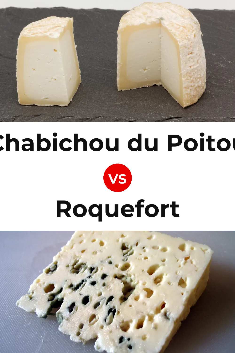 Chabichou du Poitou Cheese vs Roquefort Cheese Pinterest comparison