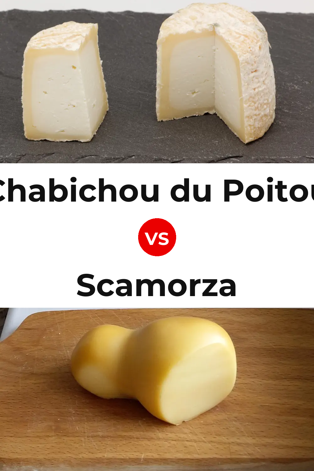 Chabichou du Poitou Cheese vs Scamorza Cheese Pinterest comparison
