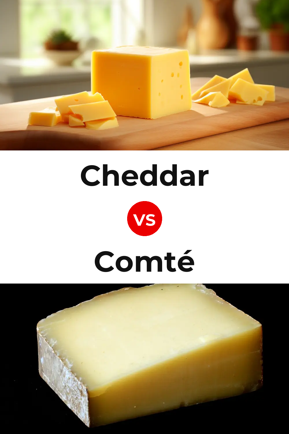 Cheddar Cheese vs Comté Cheese Pinterest comparison