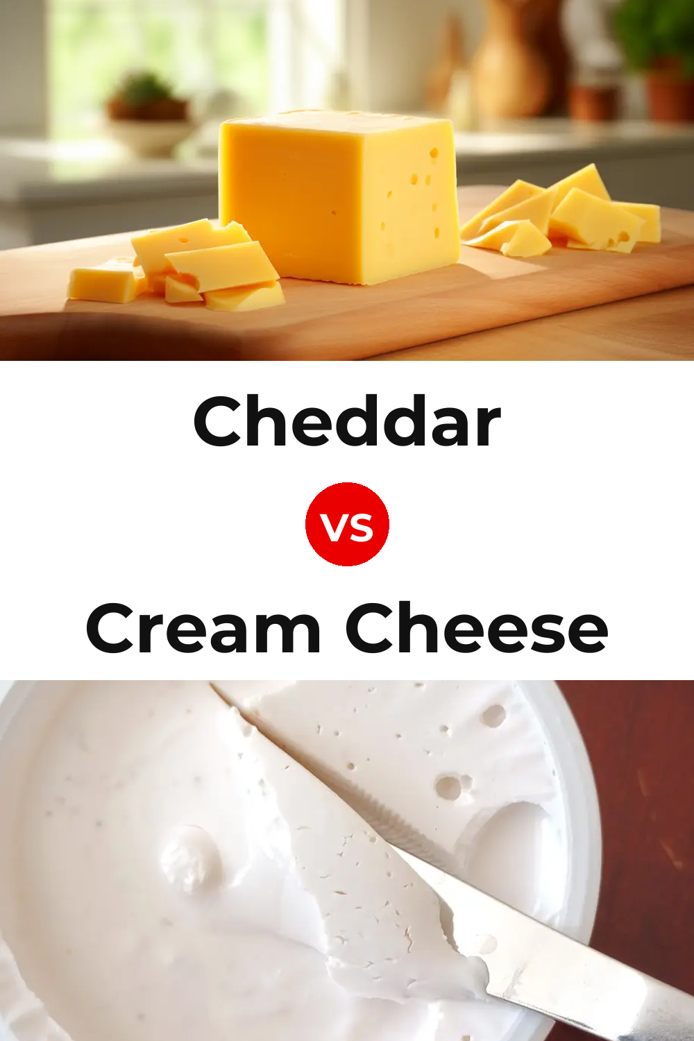 Cheddar Cheese vs Cream Cheese Pinterest comparison