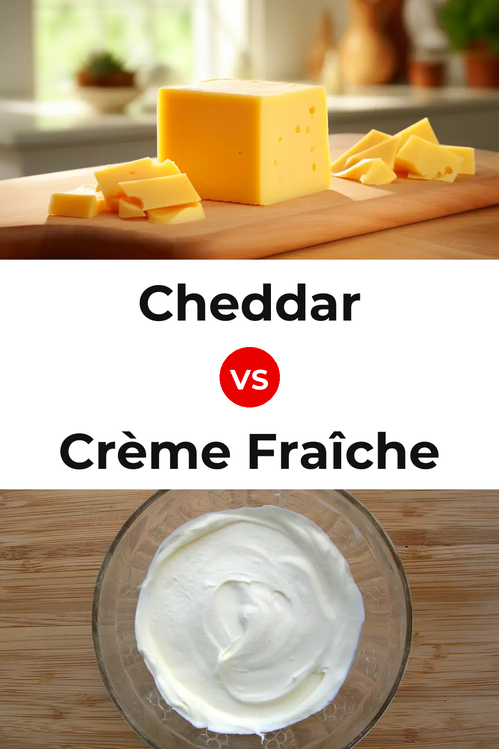 Cheddar Cheese vs Crème Fraîche Cheese Pinterest comparison