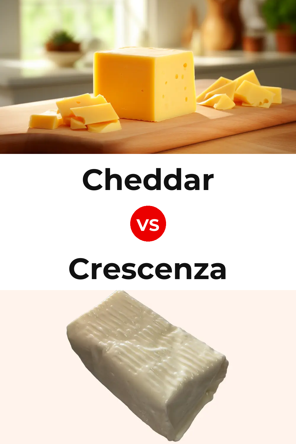 Cheddar Cheese vs Crescenza Cheese Pinterest comparison
