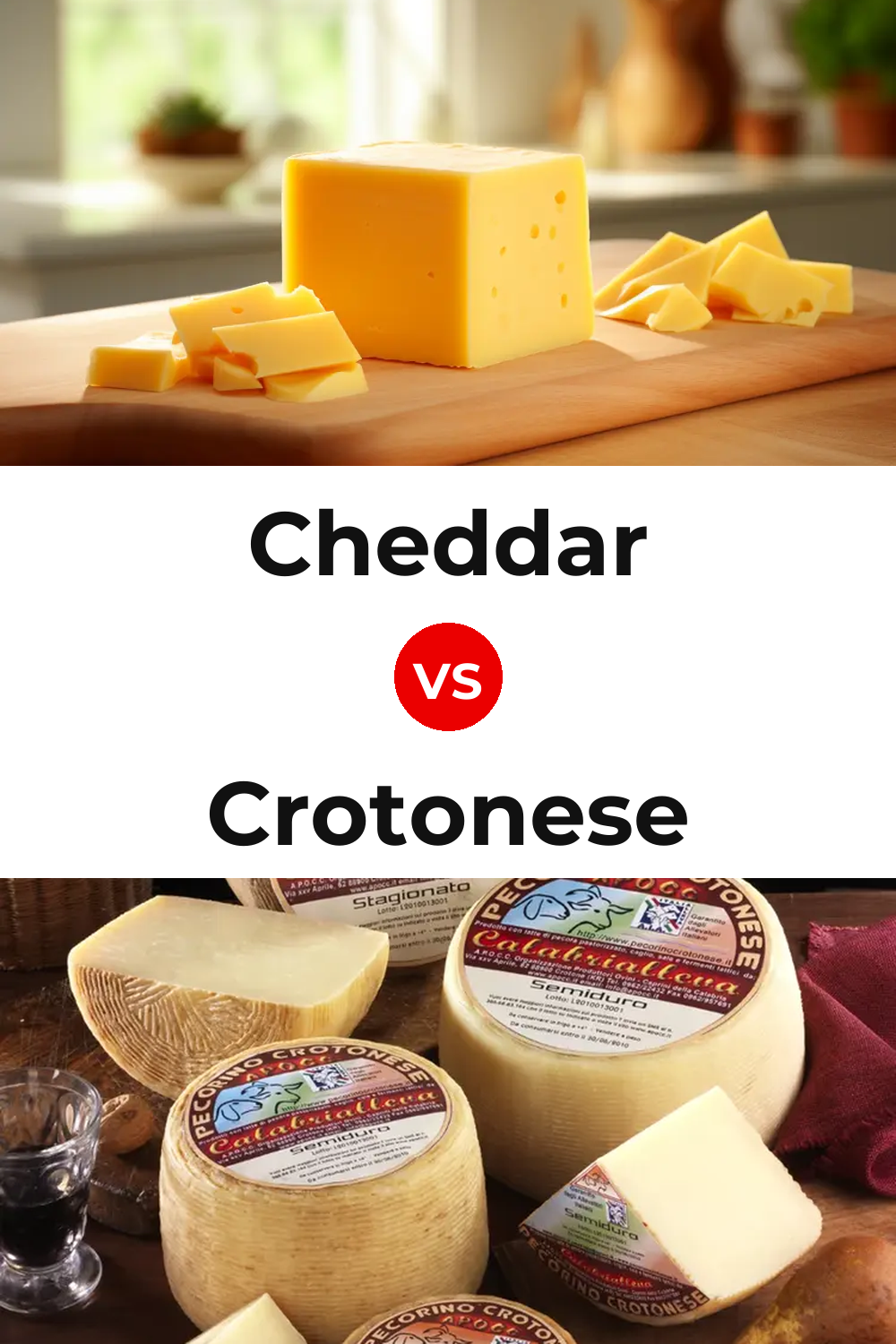 Cheddar Cheese vs Crotonese Cheese Pinterest comparison