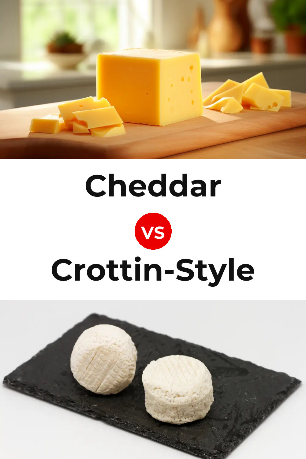 Cheddar Cheese vs Crottin-Style Cheese Pinterest comparison