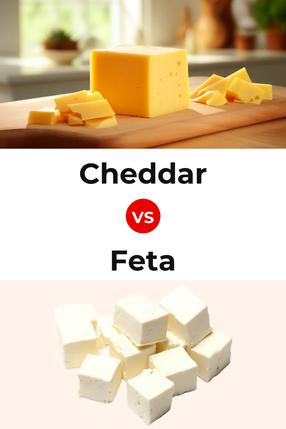 Cheddar Cheese vs Feta Cheese Pinterest comparison