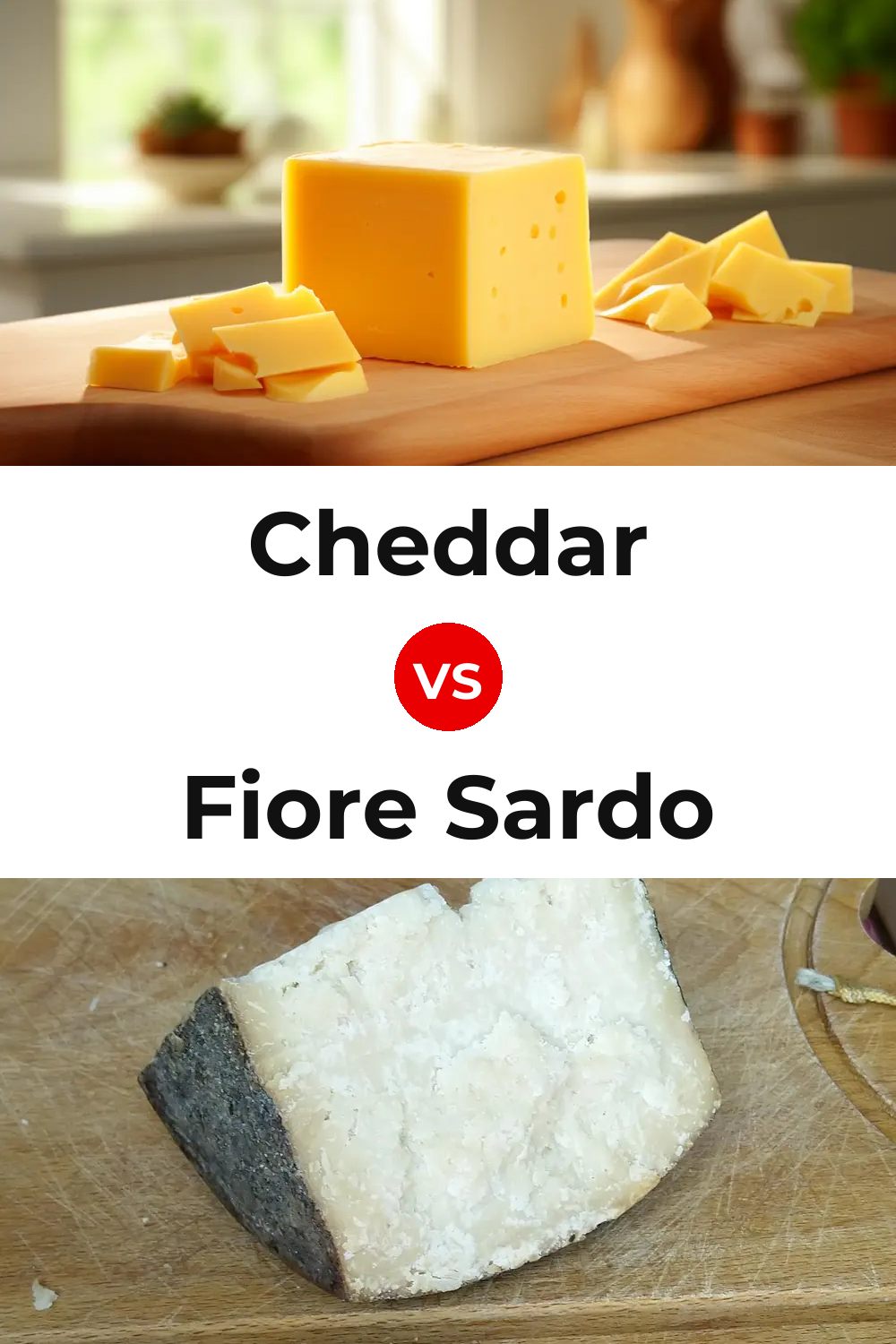 Cheddar Cheese vs Fiore Sardo Cheese Pinterest comparison