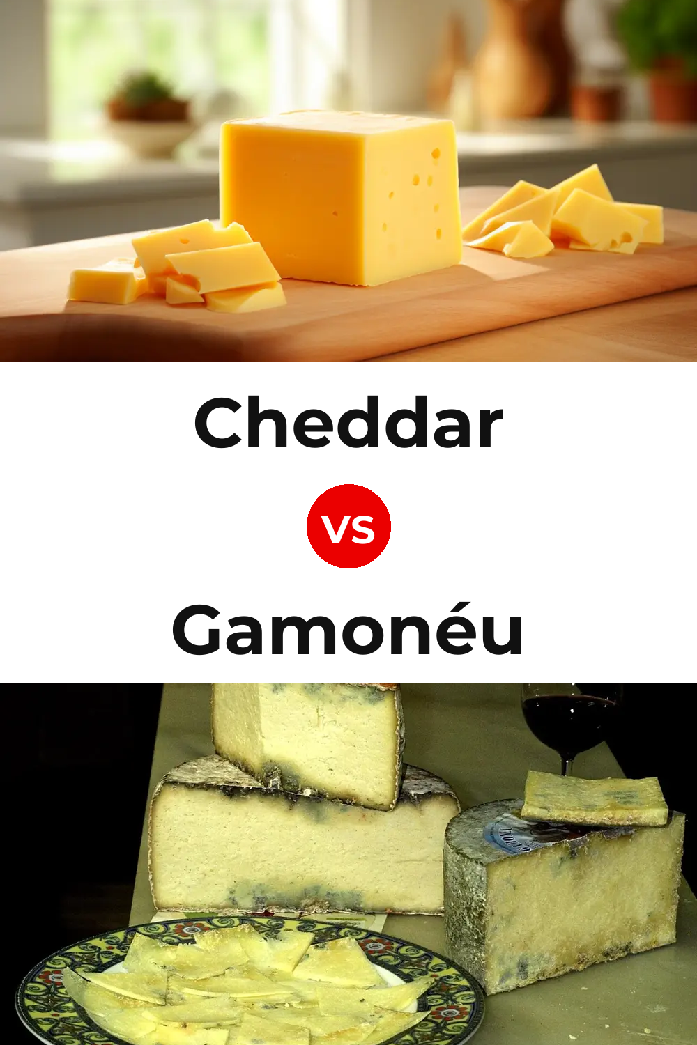 Cheddar Cheese vs Gamonéu Cheese Pinterest comparison