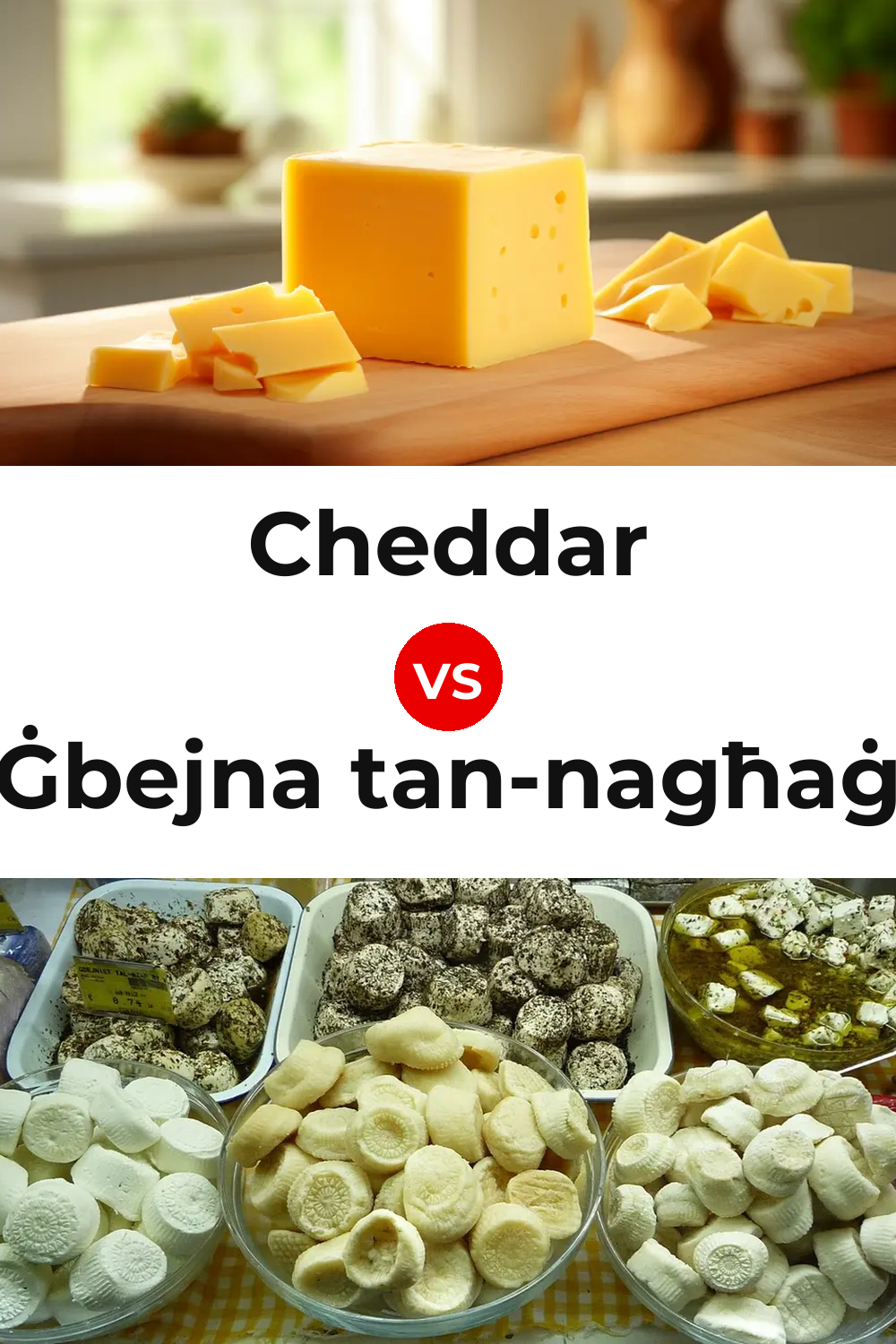 Cheddar Cheese vs Ġbejna tan-nagħaġ Cheese Pinterest comparison