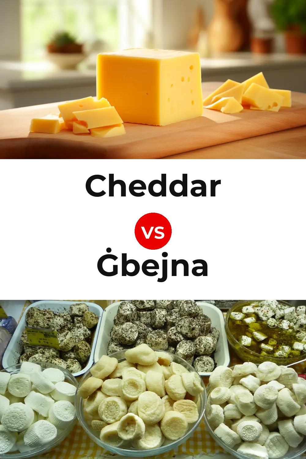 Cheddar Cheese vs Ġbejna Cheese Pinterest comparison