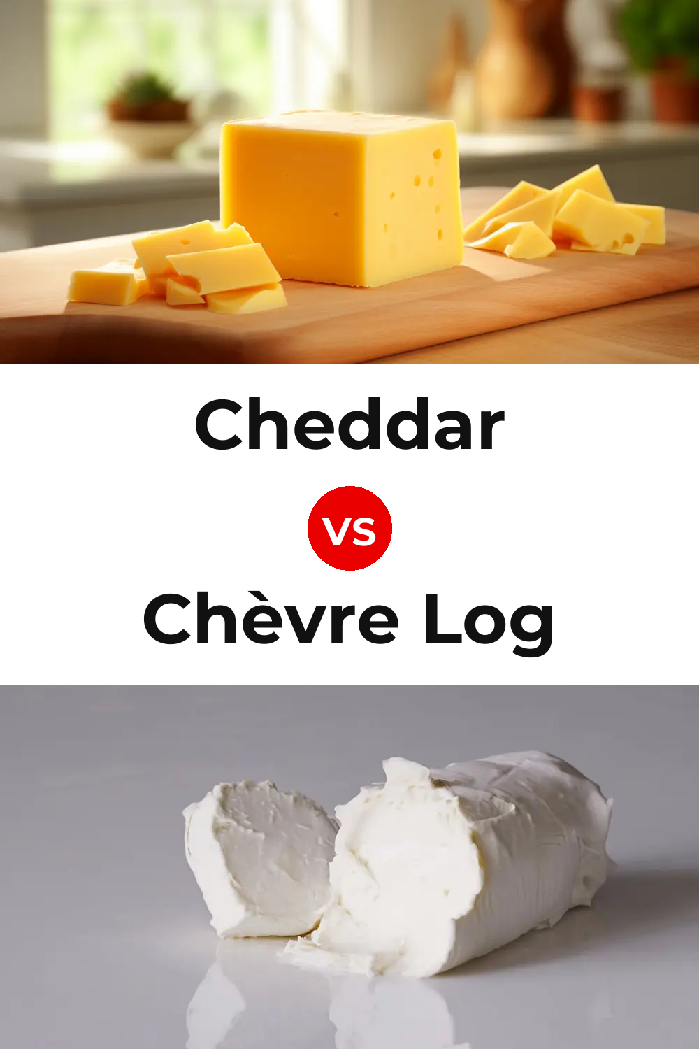 Cheddar Cheese vs Chèvre Log Cheese Pinterest comparison
