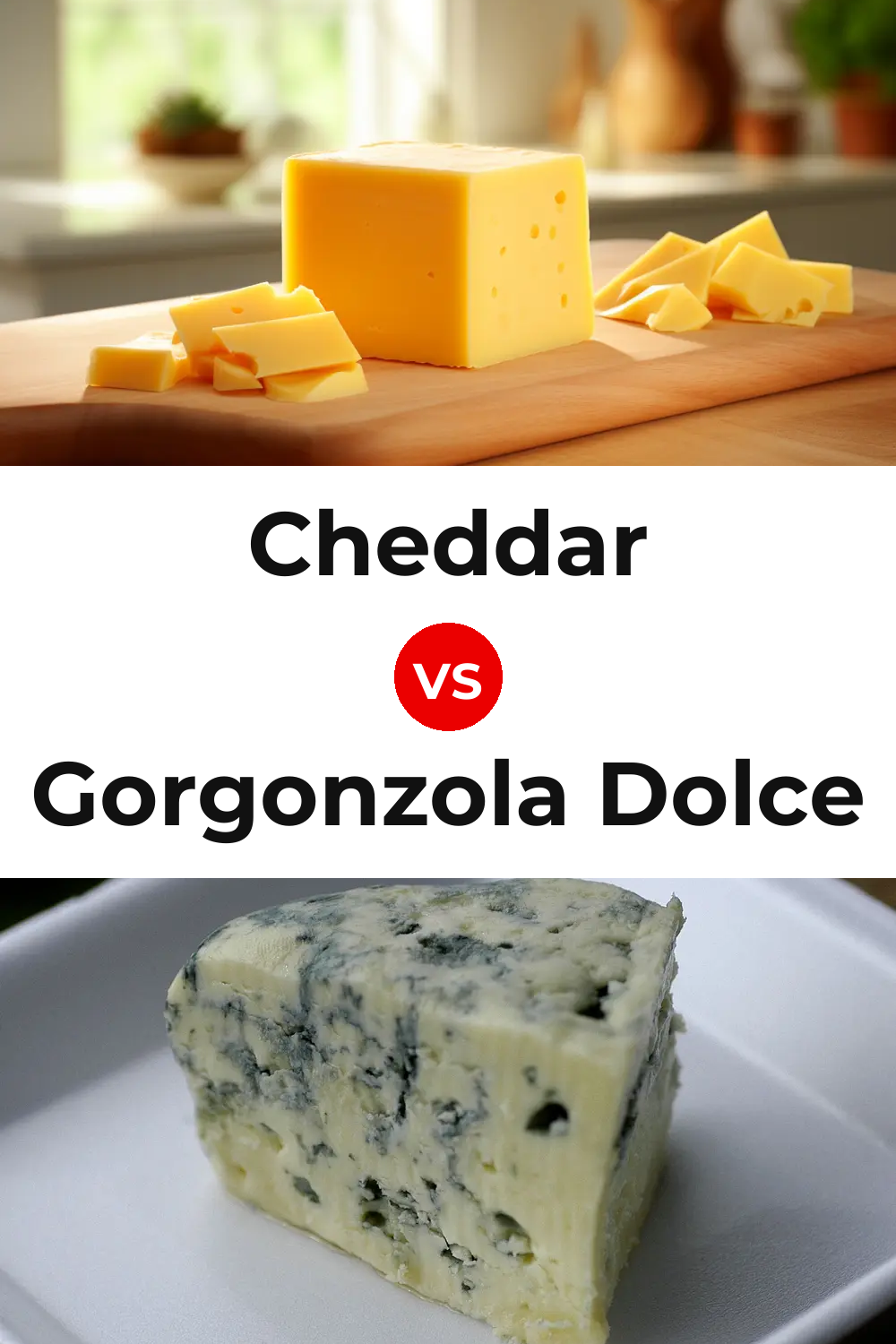 Cheddar Cheese vs Gorgonzola Dolce Cheese Pinterest comparison