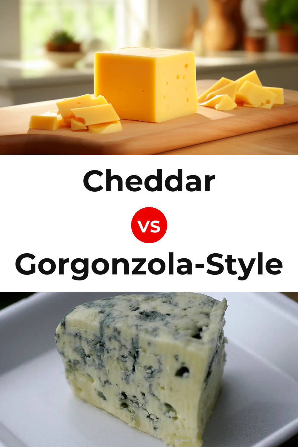 Cheddar Cheese vs Gorgonzola-Style Cheese Pinterest comparison