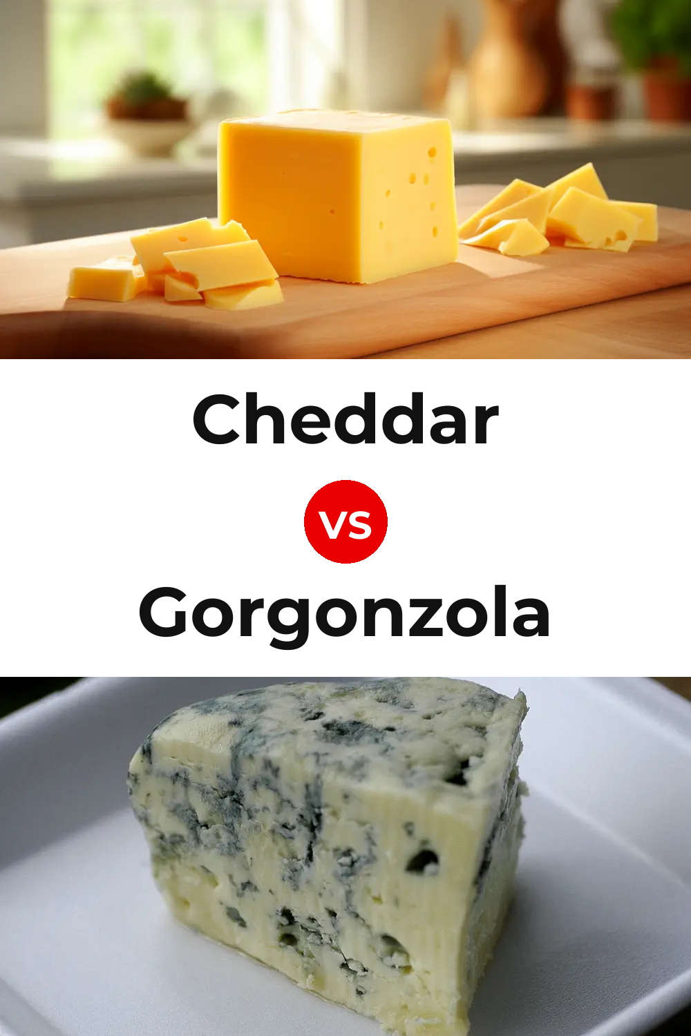 Cheddar Cheese vs Gorgonzola Cheese Pinterest comparison