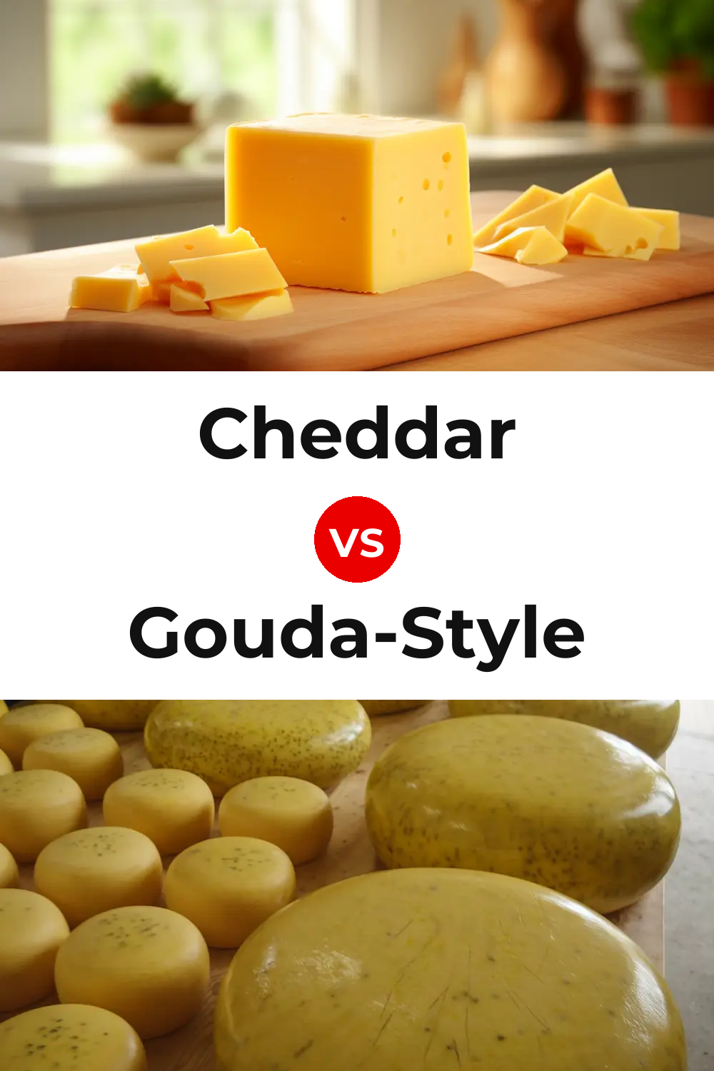 Cheddar Cheese vs Gouda-Style Cheese Pinterest comparison