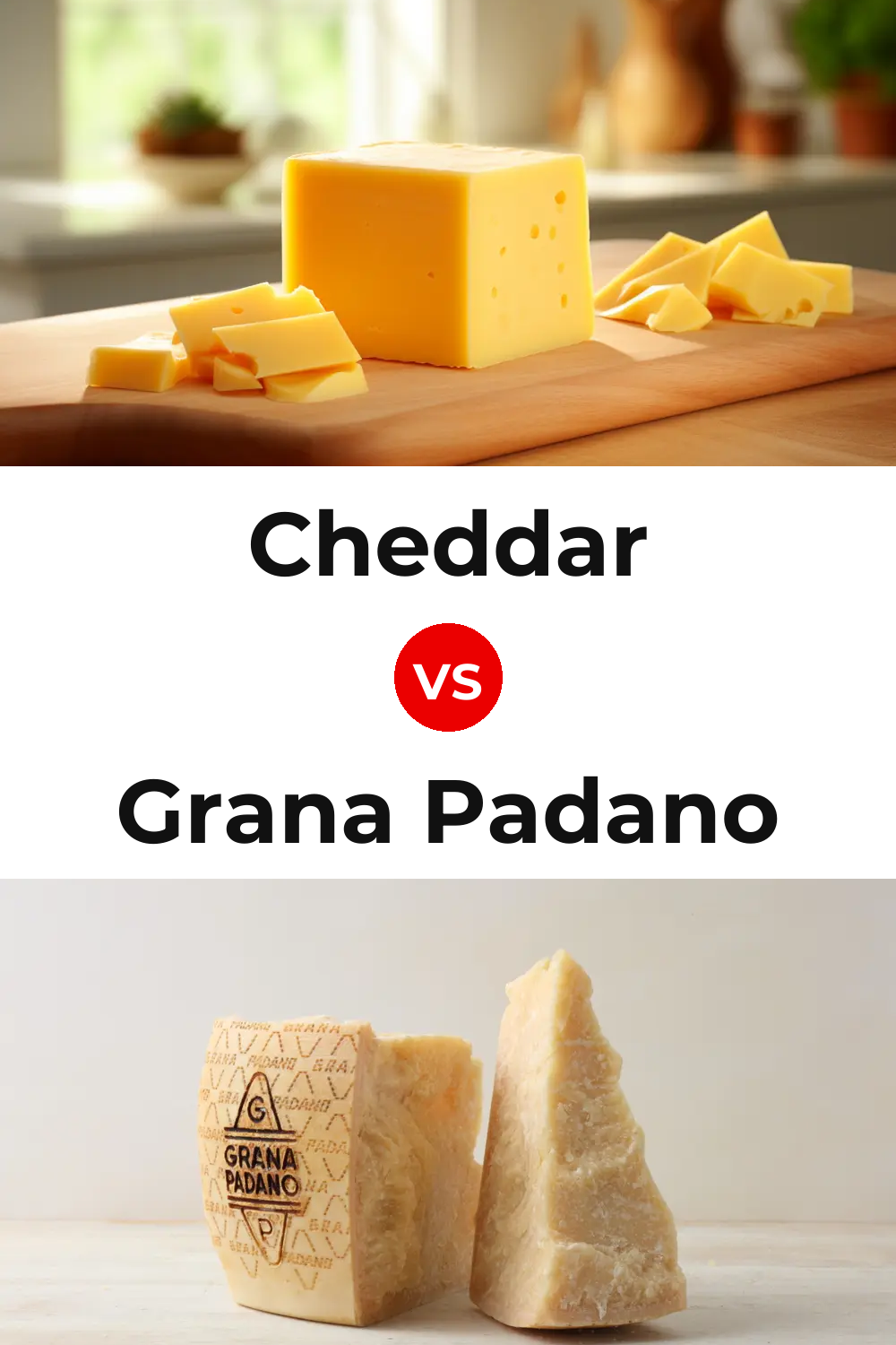 Cheddar Cheese vs Grana Padano Cheese Pinterest comparison