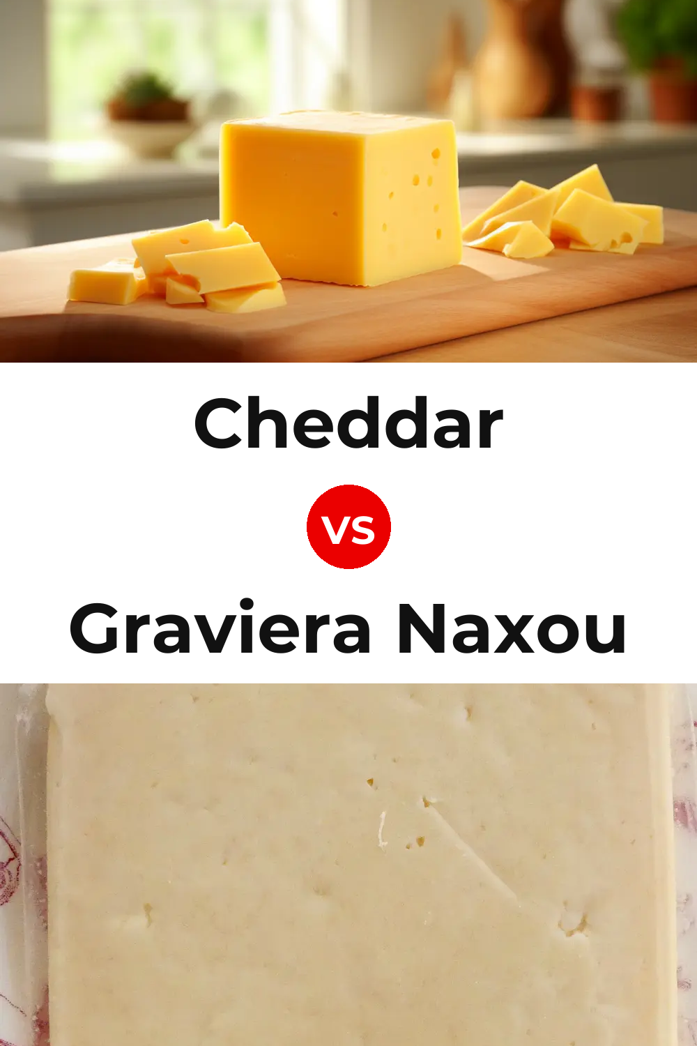 Cheddar Cheese vs Graviera Naxou Cheese Pinterest comparison