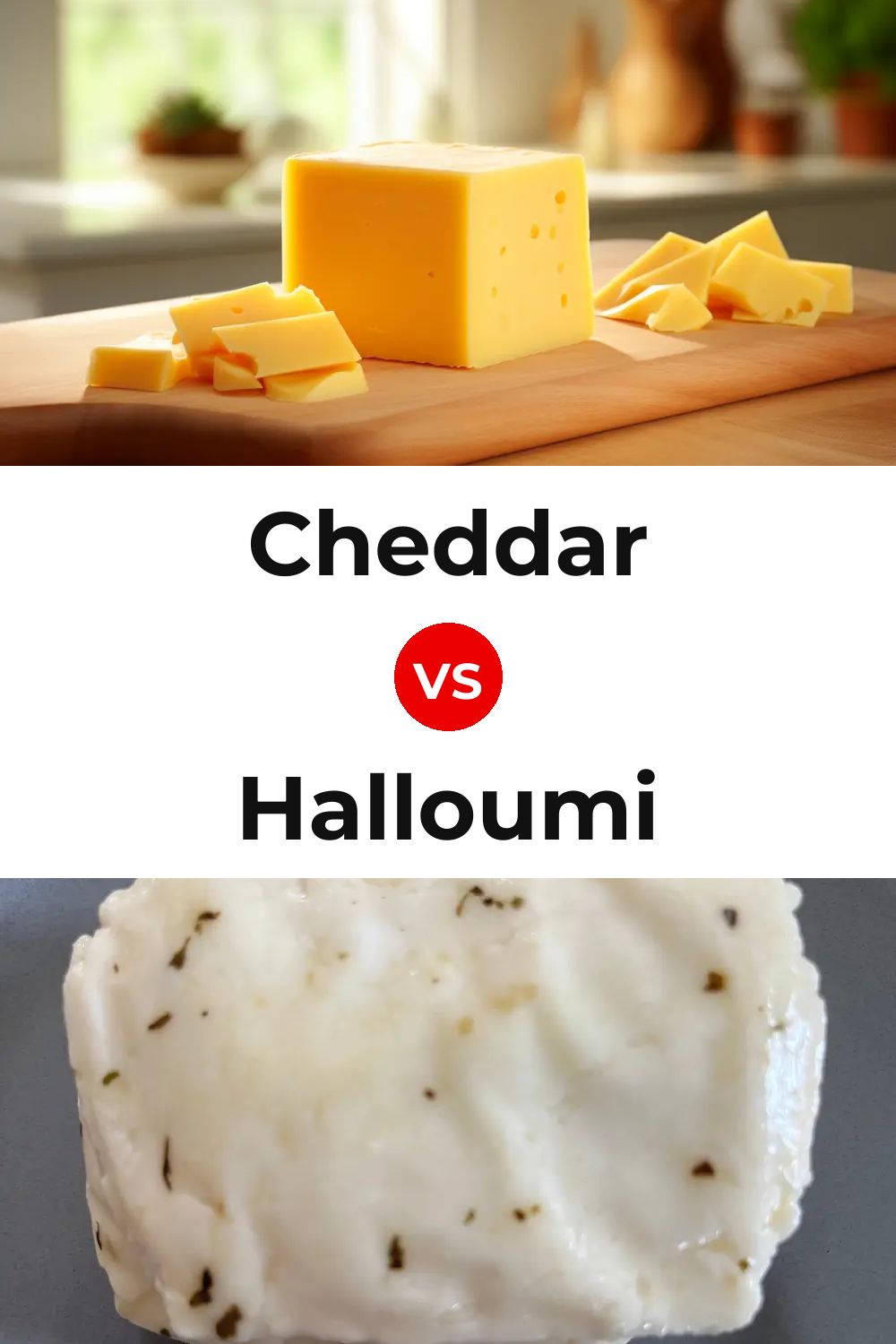 Cheddar Cheese vs Halloumi Cheese Pinterest comparison