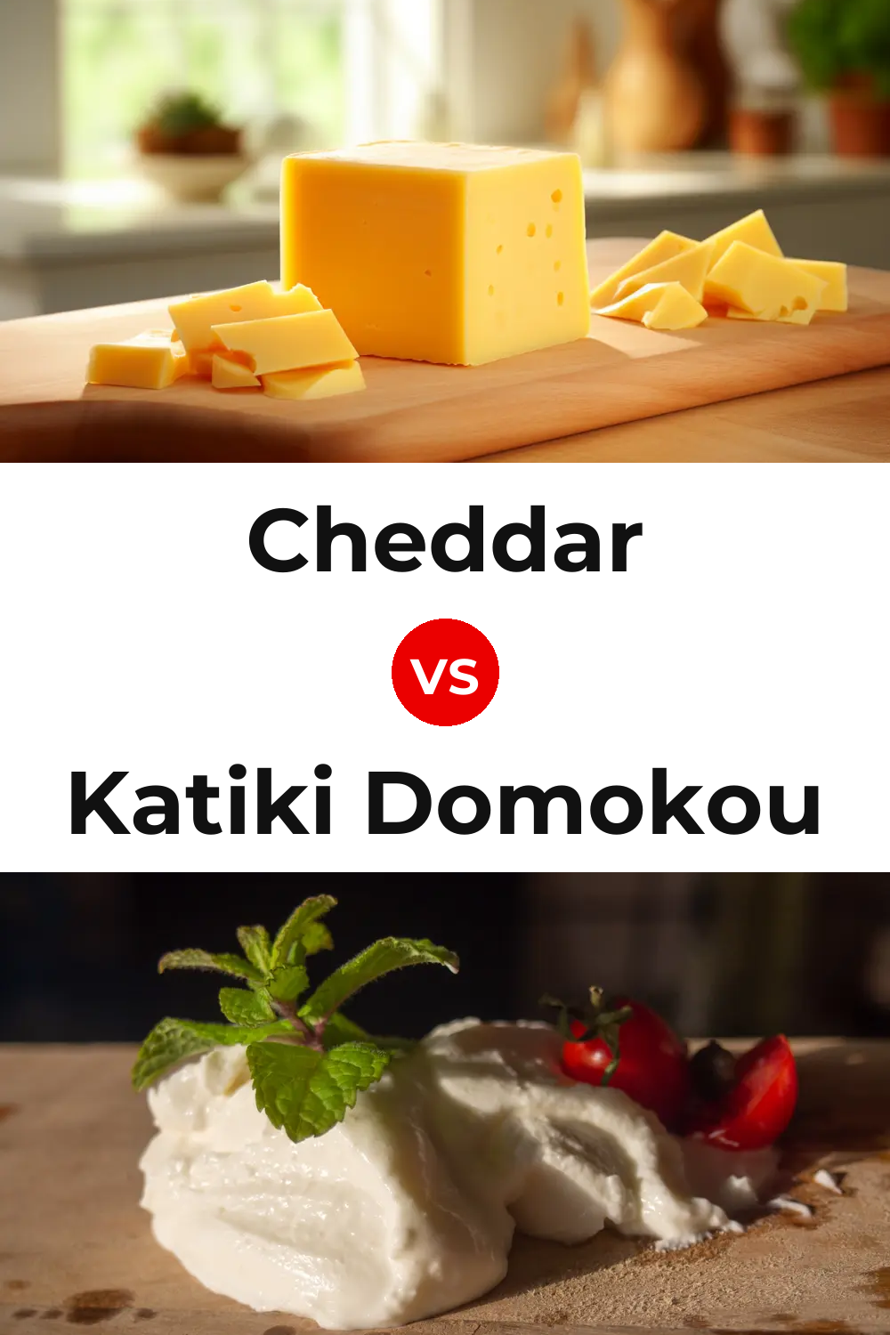 Cheddar Cheese vs Katiki Domokou Cheese Pinterest comparison