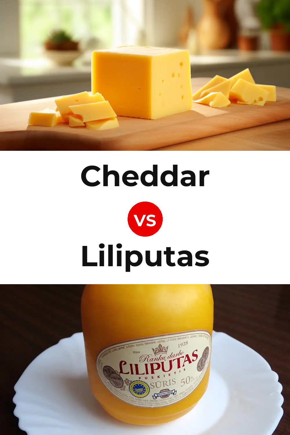 Cheddar Cheese vs Liliputas Cheese Pinterest comparison