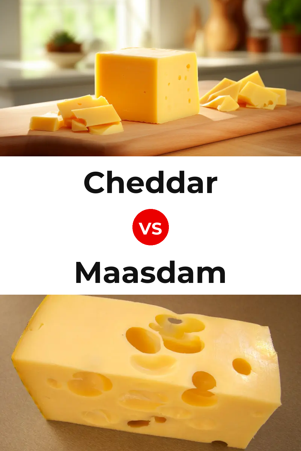 Cheddar Cheese vs Maasdam Cheese Pinterest comparison