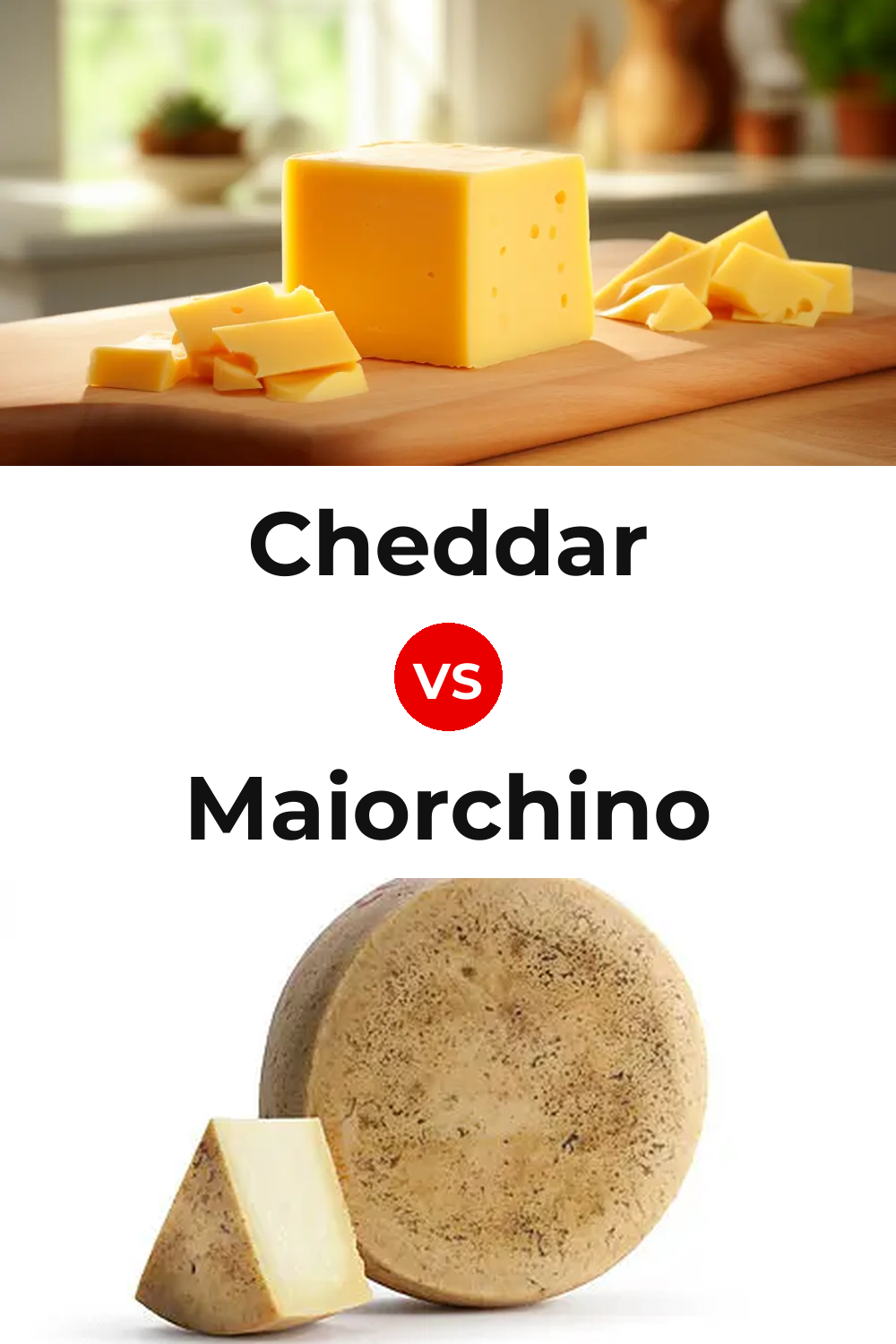 Cheddar Cheese vs Maiorchino Cheese Pinterest comparison