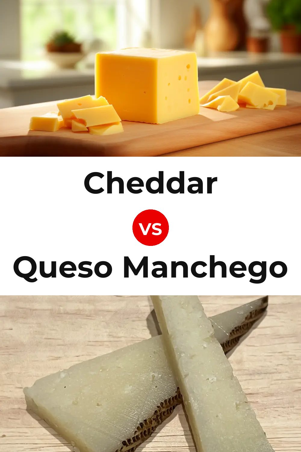 Cheddar Cheese vs Queso Manchego Pinterest comparison