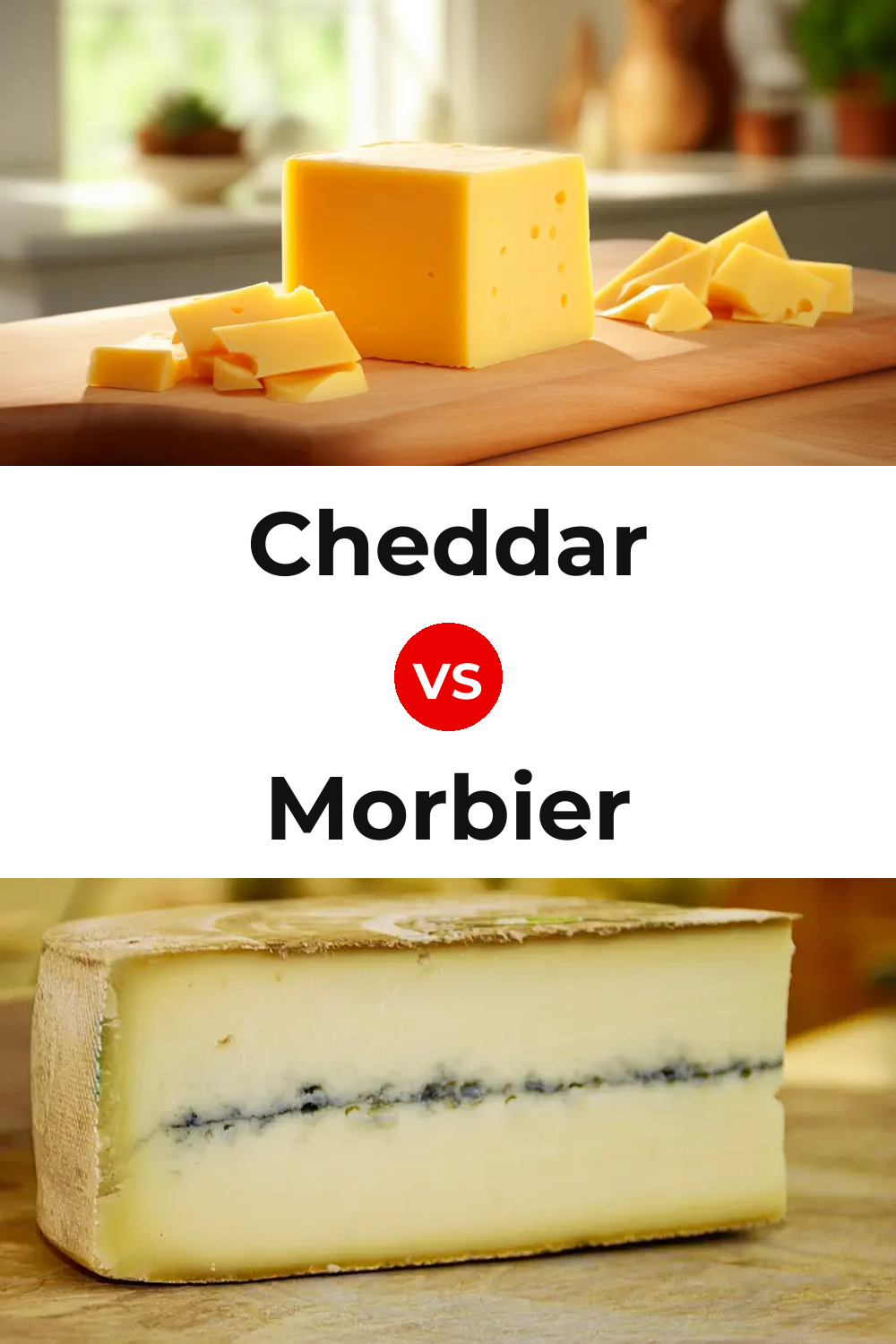 Cheddar Cheese vs Morbier Cheese Pinterest comparison