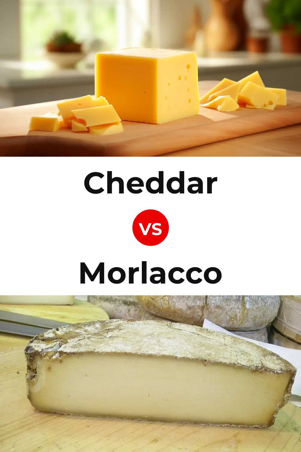 Cheddar Cheese vs Morlacco Cheese Pinterest comparison