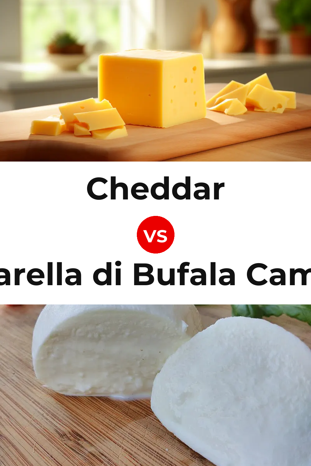 Cheddar Cheese vs Mozzarella di Bufala Campana Cheese Pinterest comparison