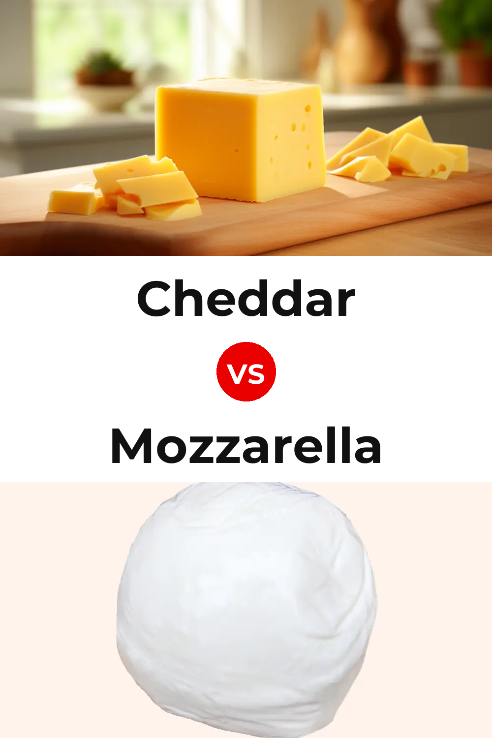 Cheddar Cheese vs Mozzarella Cheese Pinterest comparison