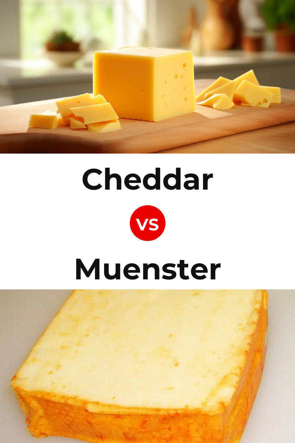 Cheddar Cheese vs Muenster Cheese Pinterest comparison