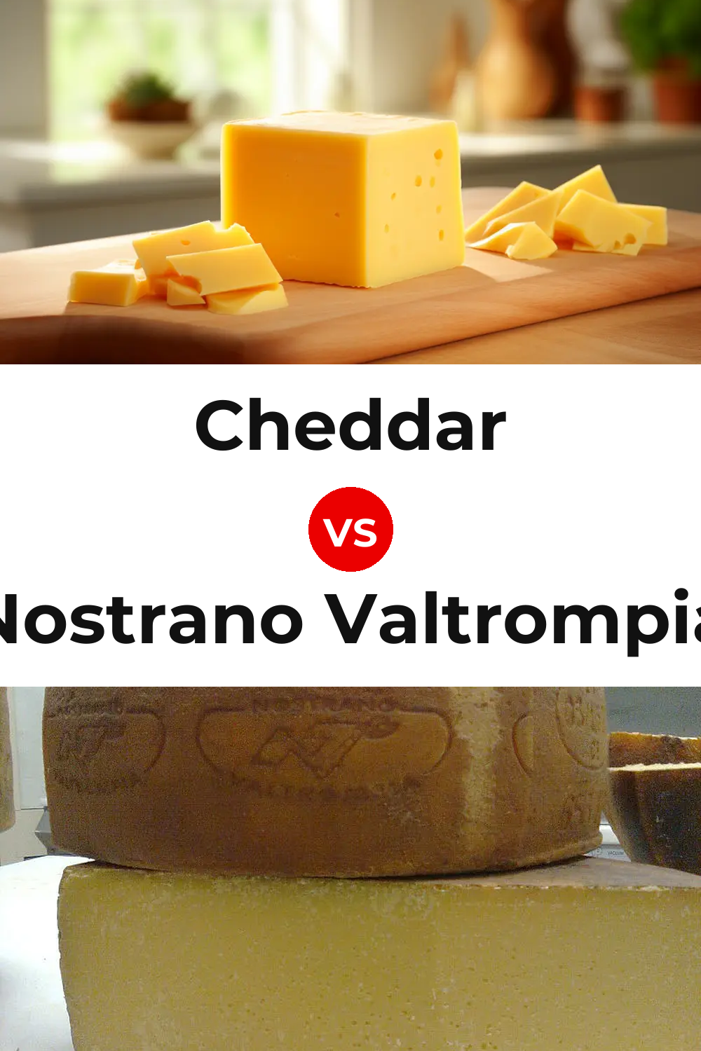 Cheddar Cheese vs Nostrano Valtrompia Cheese Pinterest comparison
