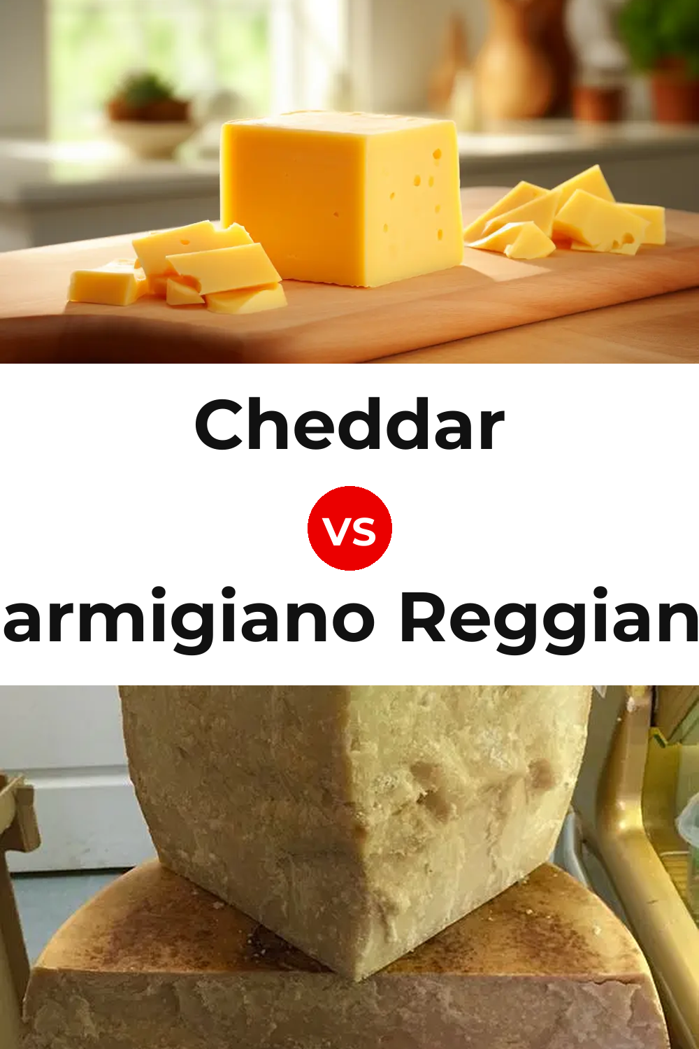 Cheddar Cheese vs Parmigiano Reggiano Cheese Pinterest comparison