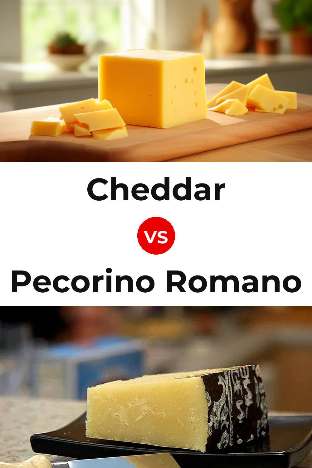 Cheddar Cheese vs Pecorino Romano Cheese Pinterest comparison