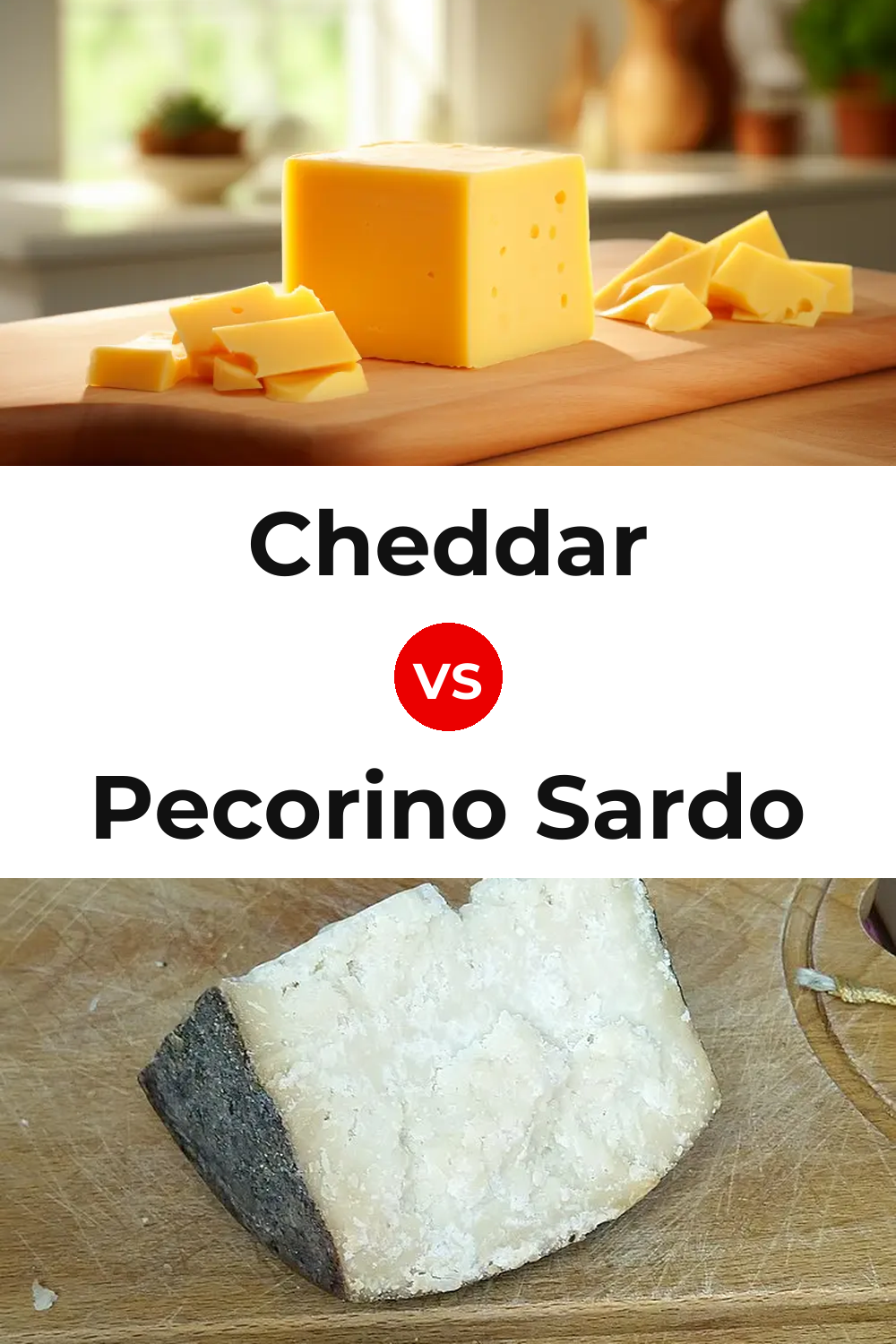 Cheddar Cheese vs Pecorino Sardo Cheese Pinterest comparison