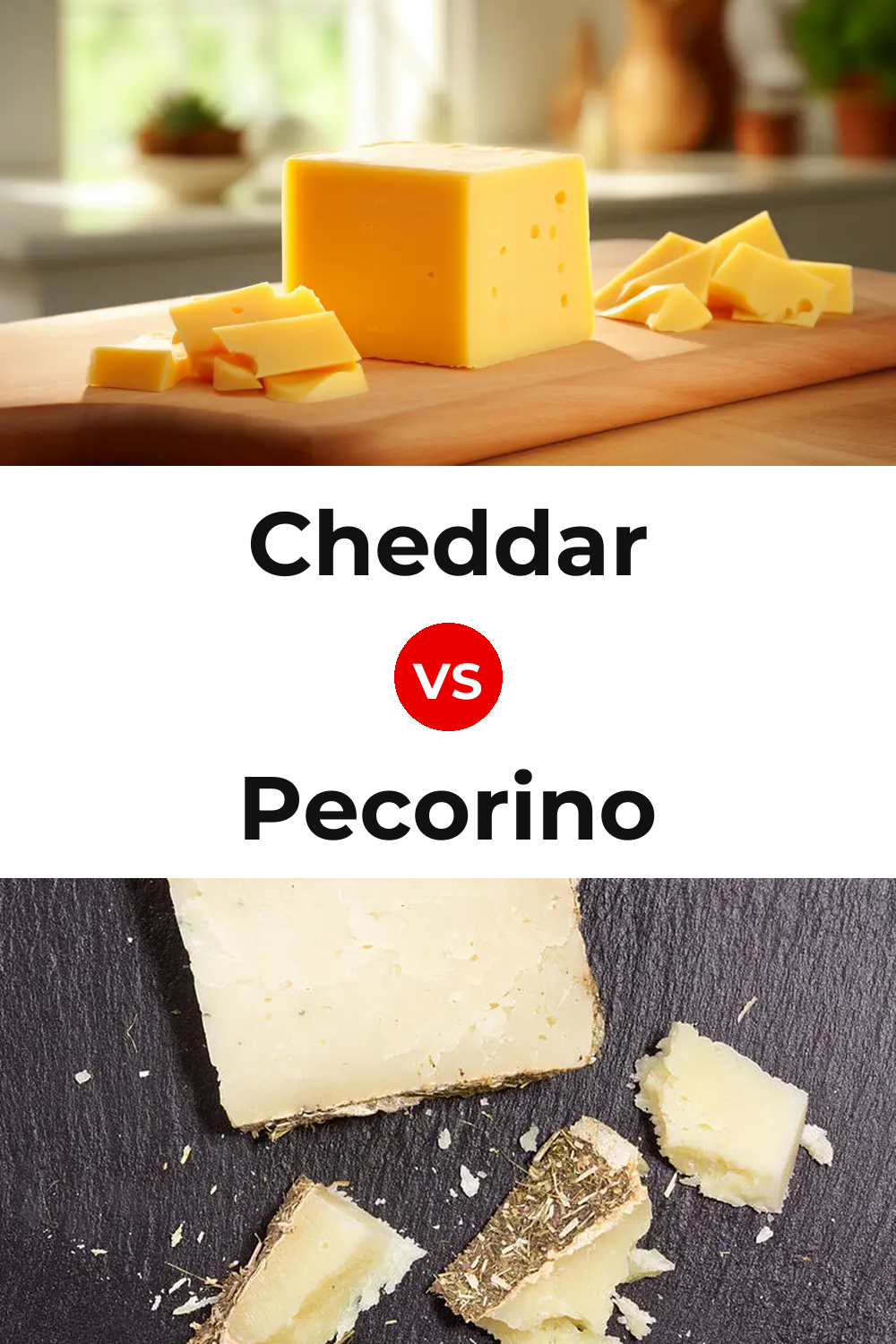 Cheddar Cheese vs Pecorino Cheese Pinterest comparison