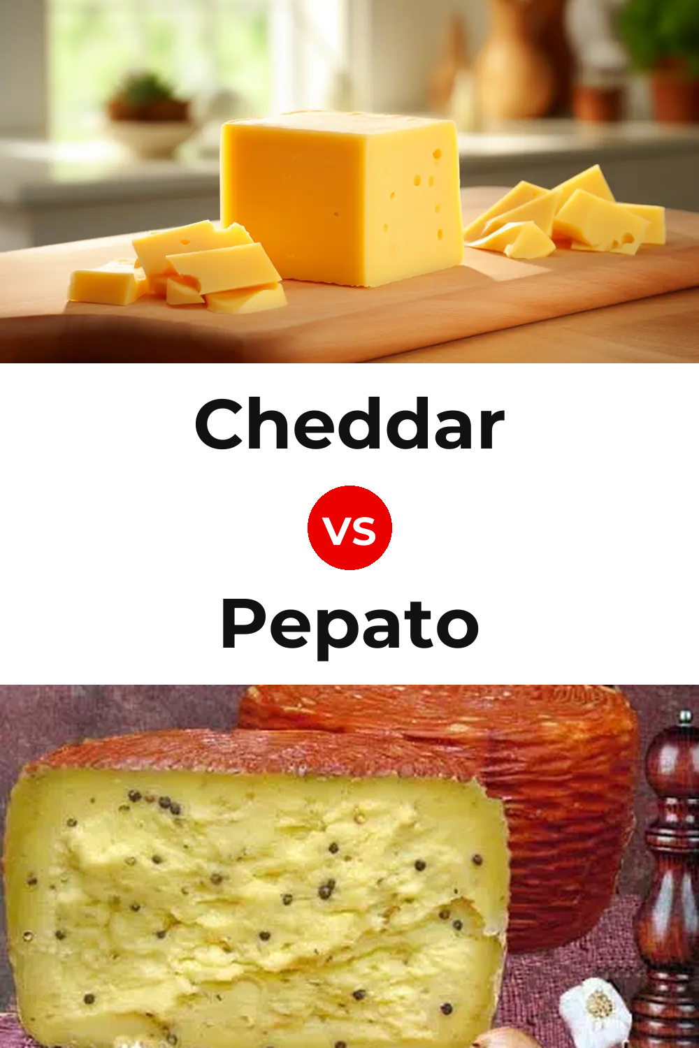 Cheddar Cheese vs Pepato Cheese Pinterest comparison
