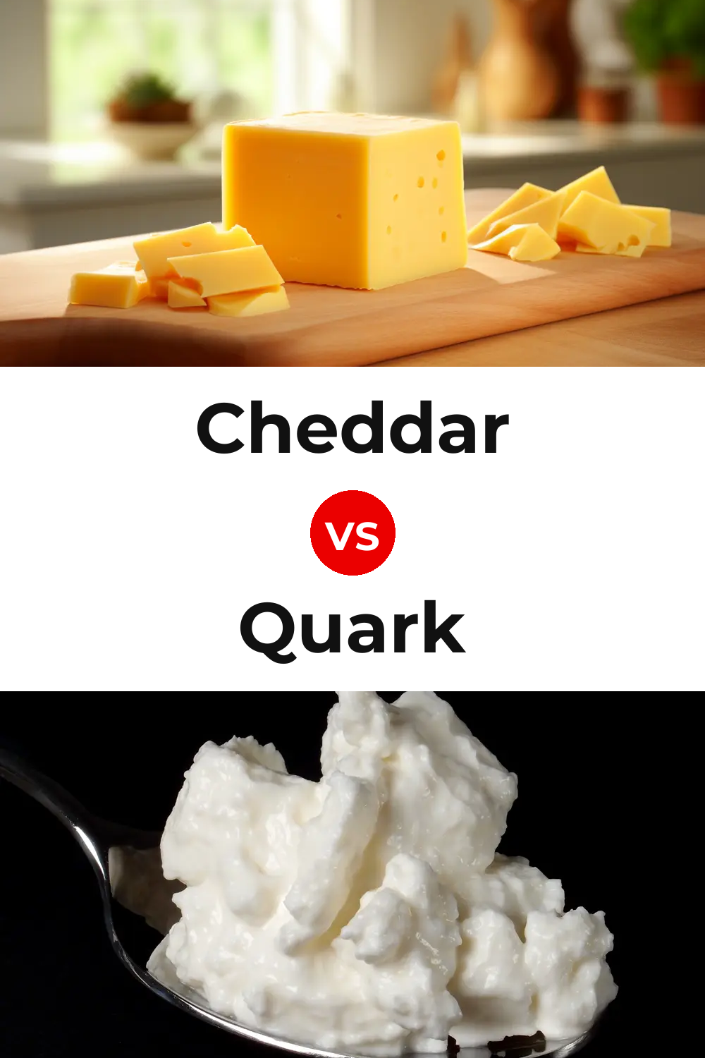 Cheddar Cheese vs Quark Cheese Pinterest comparison