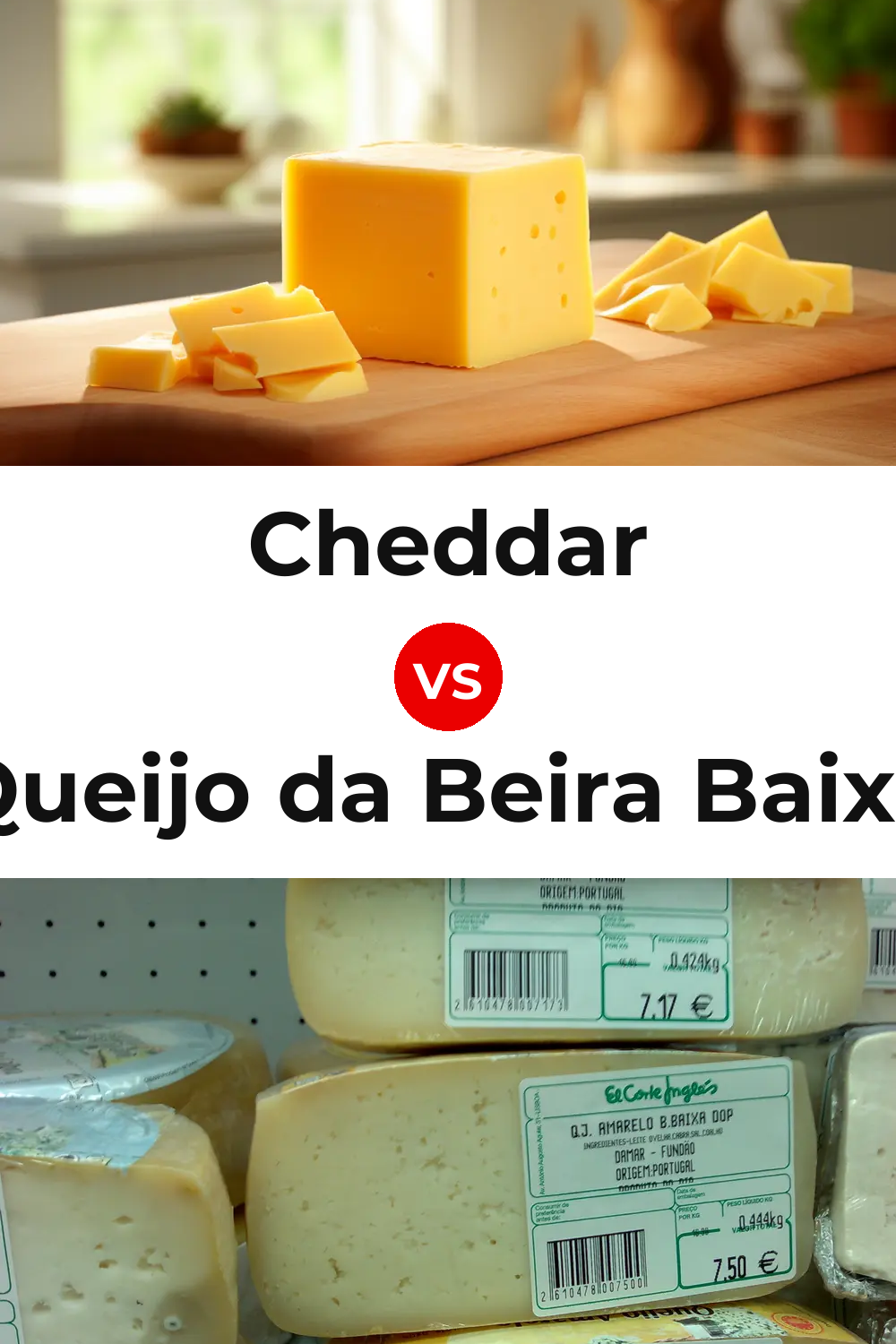 Cheddar Cheese vs Queijo da Beira Baixa Pinterest comparison