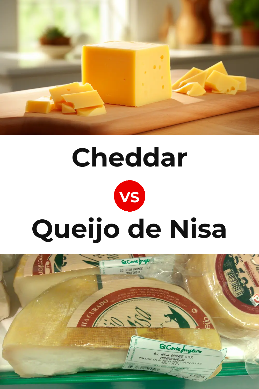 Cheddar Cheese vs Queijo de Nisa Pinterest comparison