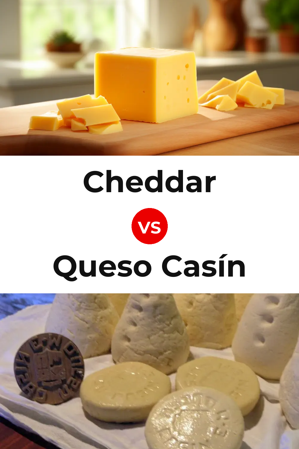 Cheddar Cheese vs Queso Casín Pinterest comparison